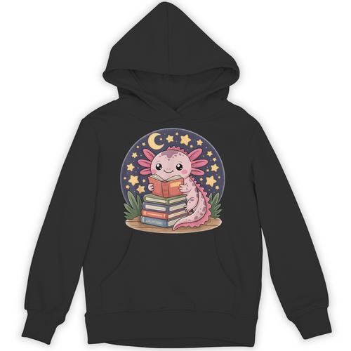 Cute Axolotl Reading Books Cozy Night Aesthetic Unisex Hoodie - Bookorys UK