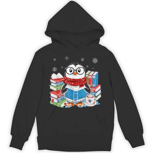 Cute Christmas A Penguin Reading Book Snowflake Hot Teacher Unisex Hoodie - Bookorys CA
