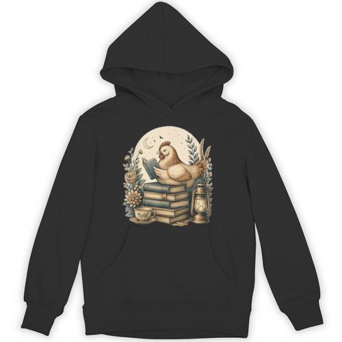 Cute Cottagecore Aesthetic Chicken Reading Book Nerd Unisex Hoodie - Bookorys UK