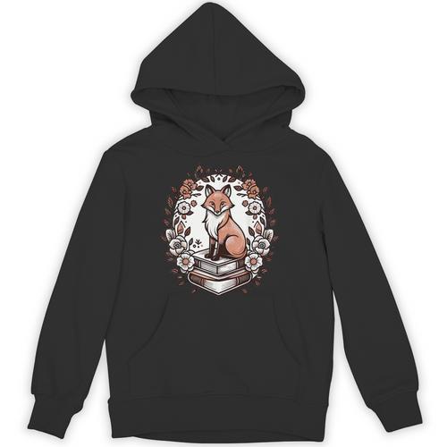 Cute Cottagecore Aesthetic Fox Flowers Book Unisex Hoodie - Bookorys CA