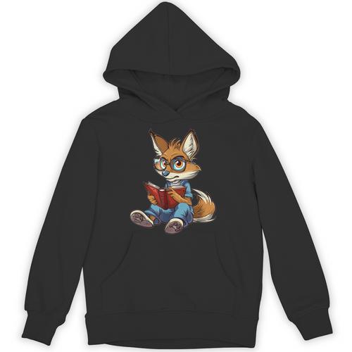 Cute Coyote With Book I Kids Coyote Unisex Hoodie - Bookorys