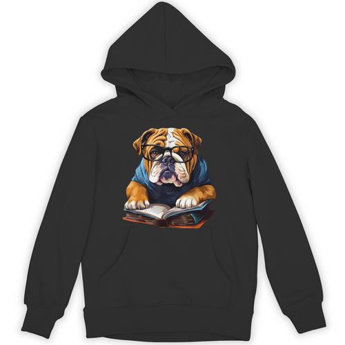 Cute Dog English Bulldog Reading Book Unisex Hoodie - Bookorys UK