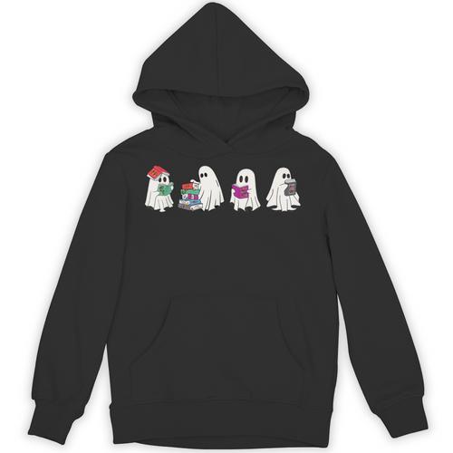 Cute Ghosts Reading Books Lover Spooky Season Halloween Unisex Hoodie - Bookorys UK