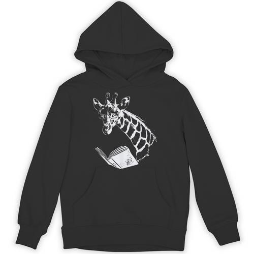 Cute Giraffe Wear Glasses Reading Book Librarian Bookworm Unisex Hoodie - Bookorys
