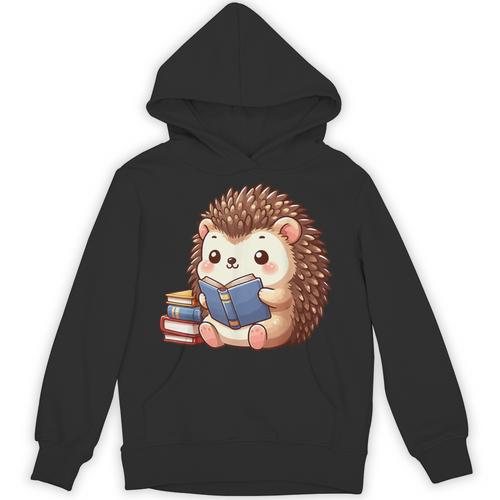 Cute Hedgehog Book Lover Readers Animal Reading Unisex Hoodie - Bookorys CA