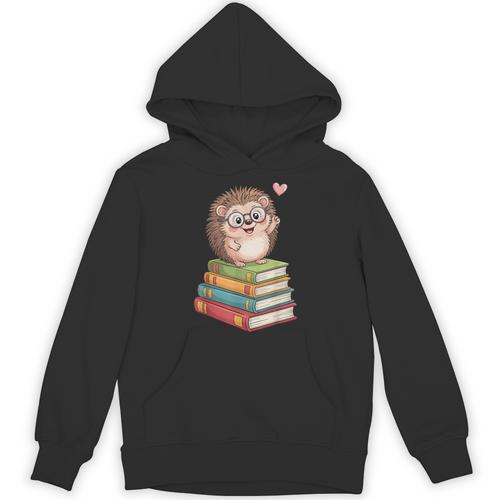 Cute Hedgehog Reading Books Animal Lover Reader Bookworm Unisex Hoodie - Bookorys