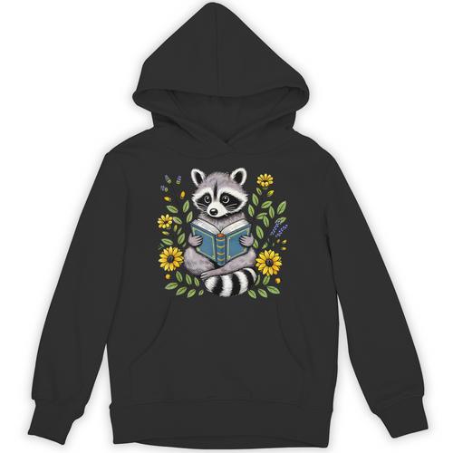 Cute Raccoon Reading Book Flowers Unisex Hoodie - Bookorys CA