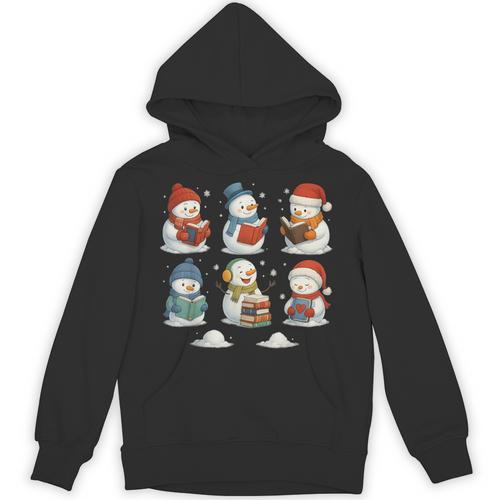 Cute Snowman Reading Books Christmas Winter Book Lover Unisex Hoodie - Bookorys