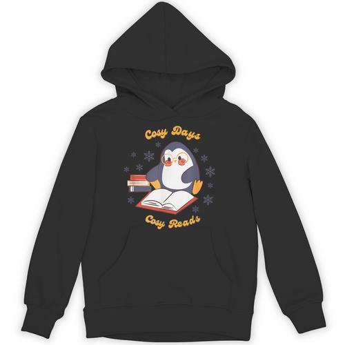 Cute Xmas Book Lover Penguin Reading Cosy Days Cosy Reads Unisex Hoodie - Bookorys CA