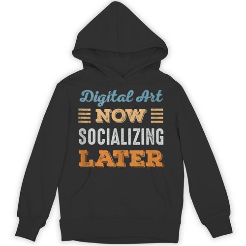 Digital Art Now Minimal Socializing Introvert Vintage Unisex Hoodie - Raresse