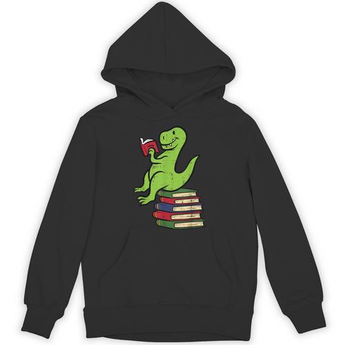 Dino Reading Read Reading Librarian Book Men Boys Kids Unisex Hoodie - Bookorys