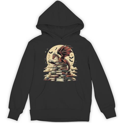 Dragon Reading a Book Dragons And Books Lover Bookworm Unisex Hoodie - Bookorys