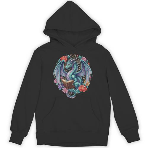 Dragon Reading Book Girls Kids Bookworm Book Lover Unisex Hoodie - Bookorys AU