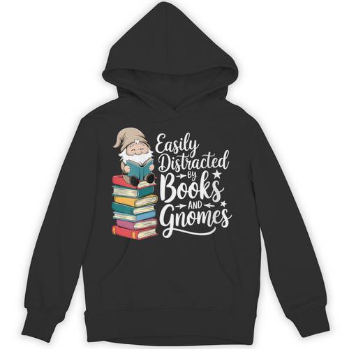 Easily Distracted By Books And Gnomes Unisex Hoodie - Bookorys