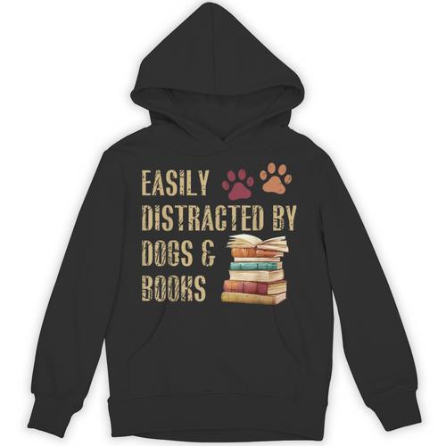 Easily Distracted By Dogs And Books Pets Books Lovers Unisex Hoodie - Bookorys