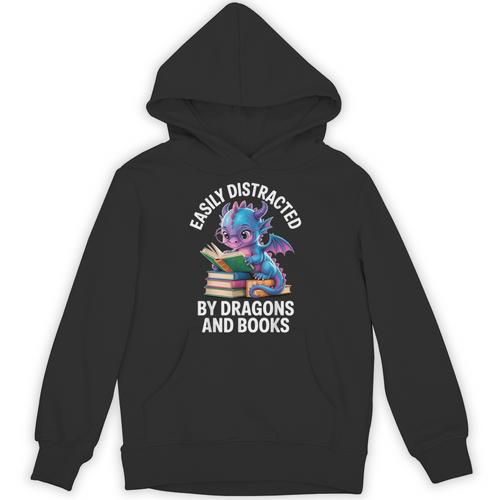 Easily Distracted By Dragons And Books Unisex Hoodie - Bookorys AU