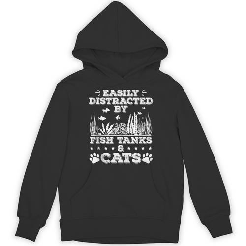 Easily Distracted By Fish Tanks And Cats Lover Introvert Unisex Hoodie - Raresse