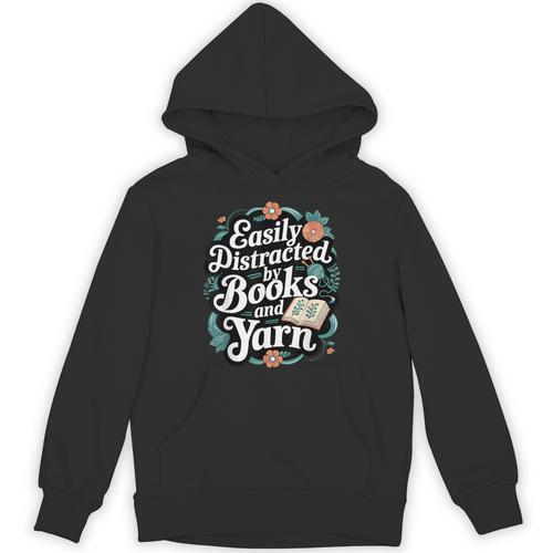 Easily Distracted By Yarn And Books Unisex Hoodie - Bookorys DE