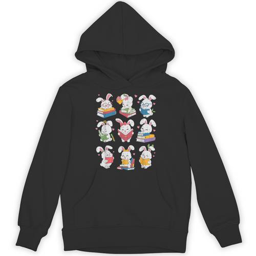 Easter Teacher Cute Bunny Reding Books Librarian Bookworm Unisex Hoodie - Bookorys DE