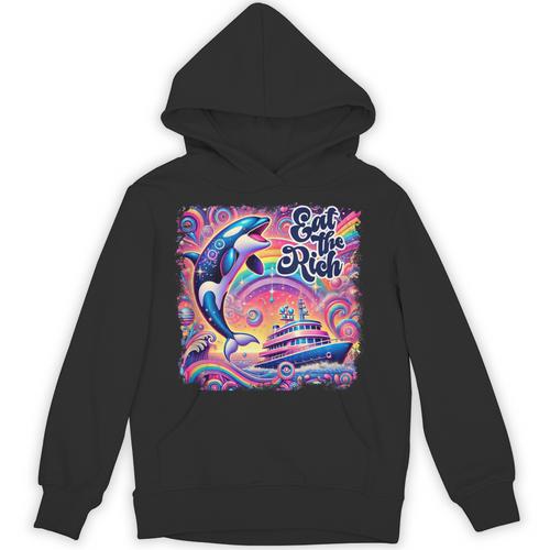 EAT THE RICH 90S NOSTALGIA WHALE ORCA YAHCT RETRO Unisex Hoodie - Figerry