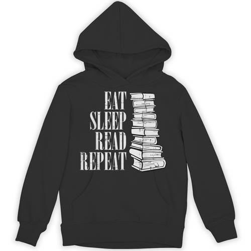 Eat Sleep Read Repeat Reading Book Librarian Men Women Kids Unisex Hoodie - Bookorys