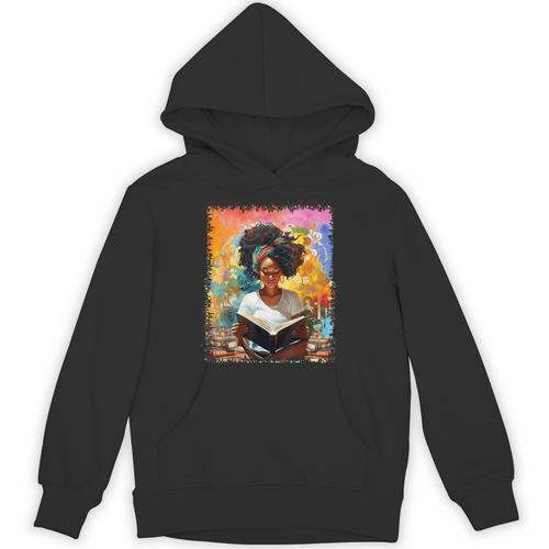 Educated Afro Girl Reading Book Lover History Month Unisex Hoodie - Bookorys CA