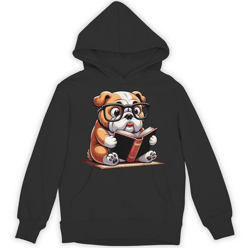 English Bulldog Reading a Book Dog For Men Women Girls Kids Unisex Hoodie - Bookorys