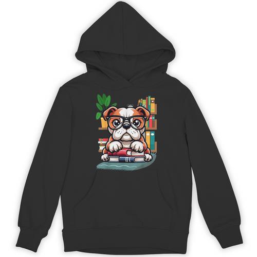 English Bulldog Reading a Book Dog Unisex Hoodie - Bookorys UK