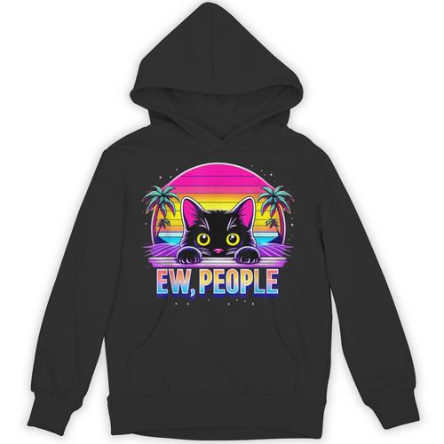 Ew Cat Misanthrope Introvert Synthwave 80s Unisex Hoodie - Raresse