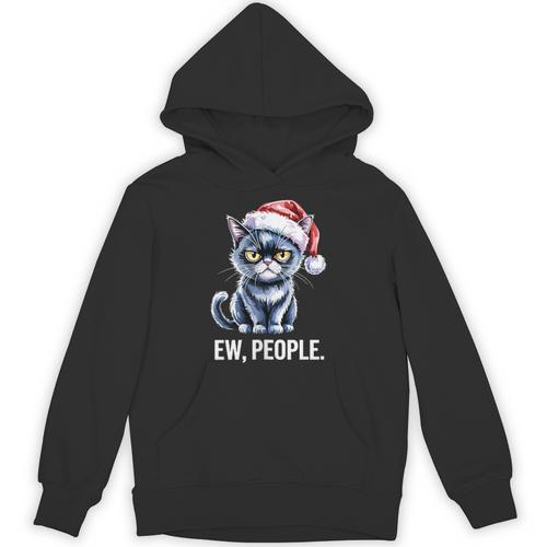 Ew People Cat Christmas Introvert Holiday Humor Unisex Hoodie - Raresse