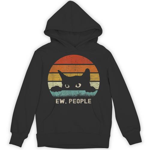 Ew People Retro Cat Cat Lover Introvert Unisex Hoodie - Raresse