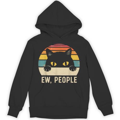 Ew People Retro Cat Vintage Anti-Social Introvert Unisex Hoodie - Raresse