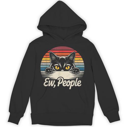 Ew People Retro Cat Vintage Anti Social Introvert Unisex Hoodie - Raresse