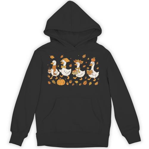 Fall Goose Reading Book Teacher Autumn Pumpkin Cozy Season Unisex Hoodie - Bookorys