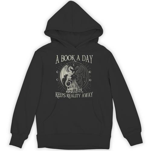 Fantasy Book Club Dragon Reader Book A Day Keep Reality Away Unisex Hoodie - Bookorys