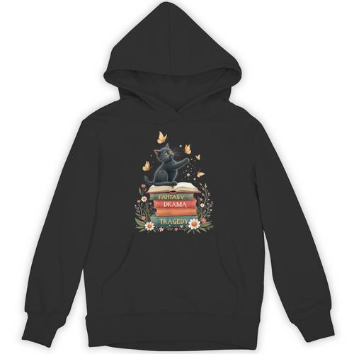 Fantasy Drama Tragedy Reading Lover Book Cat Humor Unisex Hoodie - Bookorys DE