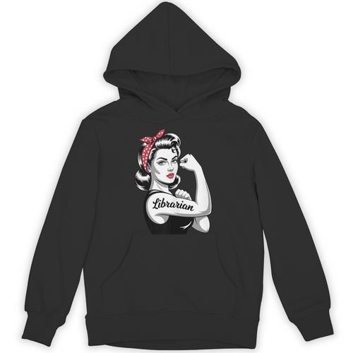 Female Librarian Rosie Riveter Book Guardian Woman Unisex Hoodie - Bookorys