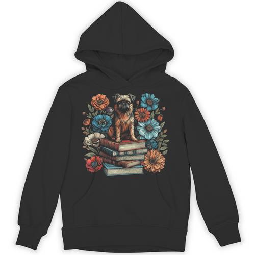 Flower Book Reader Brussels Griffon Floral Cottagecore Unisex Hoodie - Bookorys