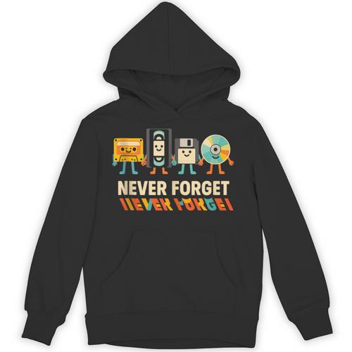 Never Forget Retro Cassette VHS Floppy CD Nostalgia Humor Unisex Hoodie - Figerry