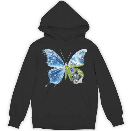 Frutiger Aero Aesthetic Butterfly Computer Fishes Scenery Unisex Hoodie - Figerry