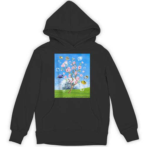 Frutiger Aero Aesthetic Tech Cherry Blossom Fishes Bubbles Unisex Hoodie - Figerry