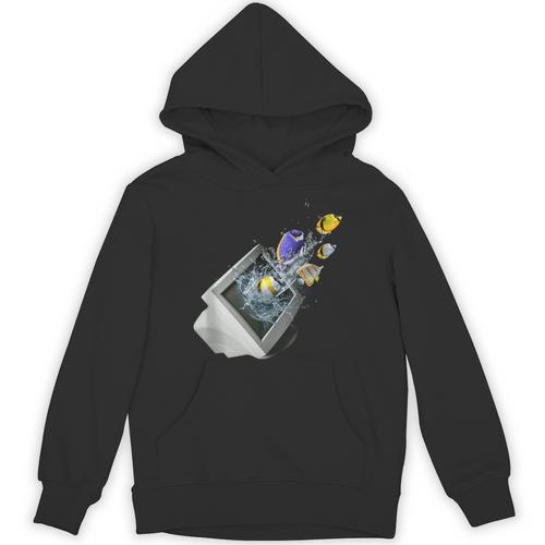 Frutiger Aero Aesthetic Tech Computer Aquarium Fishes Unisex Hoodie - Figerry