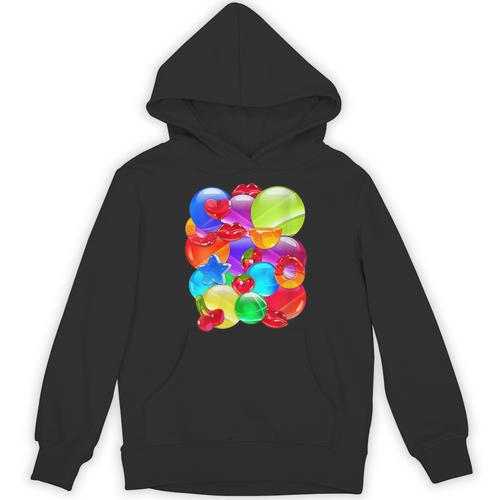 Frutiger Aero Aesthetic Tech Orb Pattern Heart Cherry Lips Unisex Hoodie - Figerry