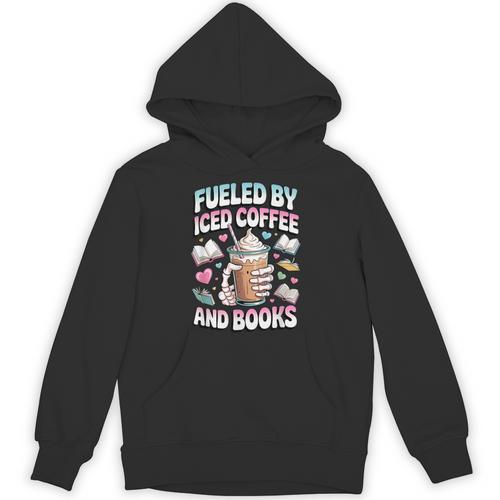 Fueled By Iced Coffee And Books Book Lover Retro Unisex Hoodie - Bookorys