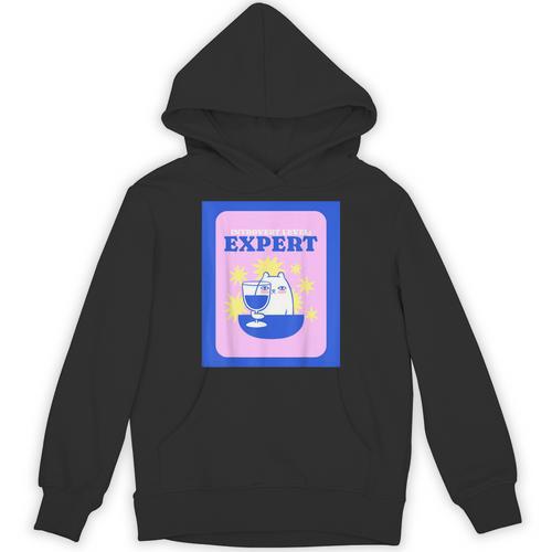 Fun Cute Introvert Cat Character With Wine Unisex Hoodie - Raresse