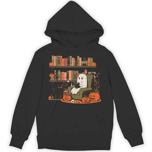 Ghost Library Reading Books Halloween Men Women Kids Unisex Hoodie - Bookorys