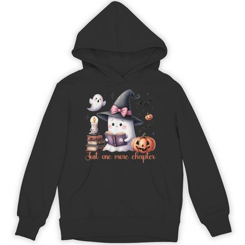 Ghost Reading Book Coquette Bow Halloween Girl Toddler Kid Unisex Hoodie - Bookorys