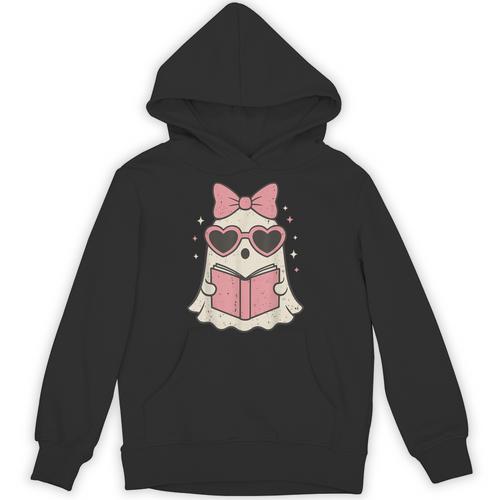 Ghost Reading Book Halloween Cat Lover Unisex Hoodie - Bookorys AU