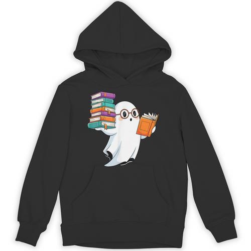 Ghost Reading Books Halloween Library Unisex Hoodie - Bookorys CA