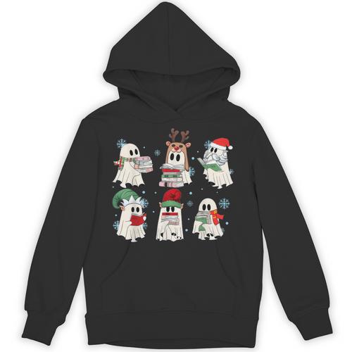 Ghost Santa Elf Squad Read Books Bookish Librarian Christmas Unisex Hoodie - Bookorys